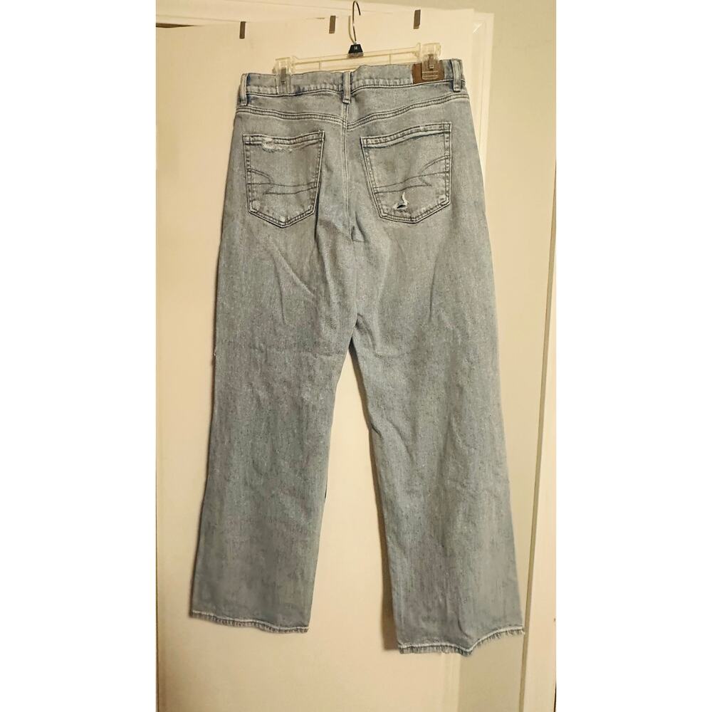 AMERICAN EAGLE Skylight Blue Strigid Ripped Knee  High-Waisted Stovepipe Jeans - Picture 4 of 16